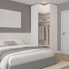 Guarda-roupa Modulado de Canto 2 Peças 2 Portas Jade Cabecasa Madeiramadeira Branco Fosco