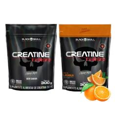 Kit 2 Creatinas Turbo 300g Sache Sem Sabor +  Laranja - Black Skull