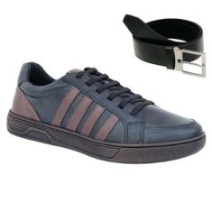 Tenis Casual Masculino Esporte de Amarrar Conforto + Cinto-Masculino