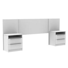 Cabeceira Extensível Branco com 2 Criados Madesa