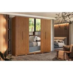 Guarda Roupa Casal 6 Portas (2 C- Espelho) E 6 Gavetas C- Pés Atrice Amêndola Touch