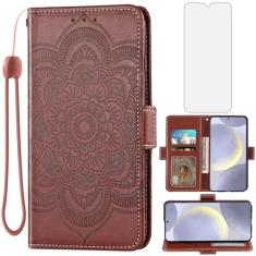 Asuwish Capa de celular para Samsung Galaxy S24 Plus S24+ 5G capa carteira com protetor de tela de vidro temperado e suporte flip para cartão de crédito acessórios para celular S24plus 24S + S 24 24+