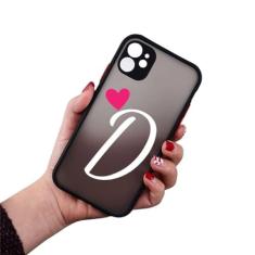 Letra inicial AZ Love Heart Couples Phone Case para iPhone 11 12 13 14 15 Pro Max Mini X XR XS 7 8 Plus Capa de silicone Fundas,4,Para iphone 13 Pro