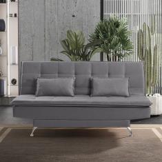 Sofá Cama 3 Lugares 192Cm Luna Estofart Cinza