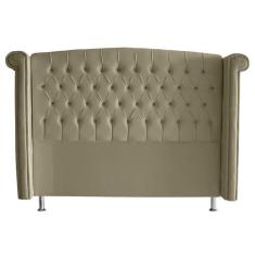 Cabeceira De Cama Box Luxo King 195 cm Suede Bege Eli Móveis - Eli Móv