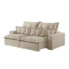 Sofá 4 Lugares Retrátil E Reclinável Linho M-144 Martins Creme
