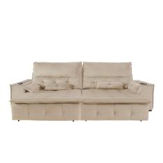 Sofá Fusion 3.00m Elétrico Com Usb E Vibro Massagem - Bege