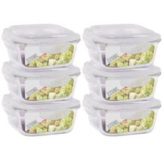 Conjunto 6 Potes Vidro 320ml Hermético 4 Travas Alimentos