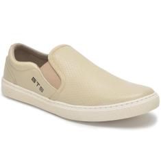 Tênis Iate Masculino Slip On Casual Sapatênis Sem Cadarço Elástico Calce Fácil Em Couro Macio-Masculino