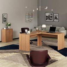 Conjunto Home Office 2 Peças 1 Mesa para Escritório em L com 1 Balcão 2 Portas Espresso Móveis