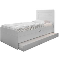 Cama Baú Solteiro Branco com Aux. com Colchões