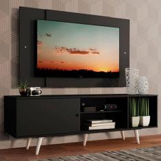 Rack Madesa Dubai com Pés e Painel para TV até 58 Polegadas - Preto/Pr