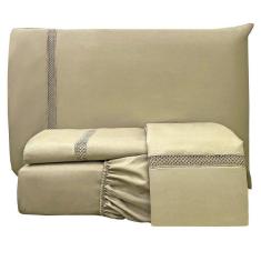 Jogo Lençol King Lenny Guipir 4 Pçs Cáqui