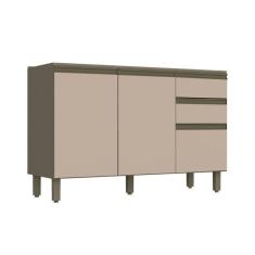 Balcão De Cozinha Connect c/ 3 Portas E 2 Gavetas p/ Pia 120cm Duna/cristal - Henn