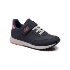 Tênis Infantil Menina Klin Walk Kids Marinho E Rosa Doce, 32, Azul, Ma
