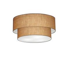 Plafon Duplo Cilíndrico Vivare Md-3062 Cúpula Em Tecido 45x40cm - Bivolt Palha 127/220v