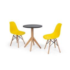 Conjunto Mesa De Jantar Maitê 60cm Preta Com 2 Cadeiras Charles Eames