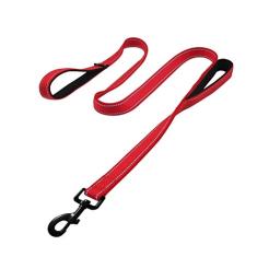 Reflective Nylon Double Handles Dog Training Leash Heavy Duty Durable Walking para cães pequenos e médios