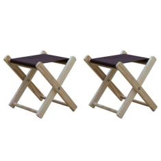 Kit 2 Banquinho De Madeira Banqueta Pescador-marrom