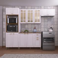 Cozinha Completa Firenze 12 Portas 2 Gavetas com Vidro 6171.103 Branco - Indékes