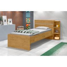 Cama Baú JA Solteiro Com Prateleiras Laterais Para Decoração 2 gavetas
