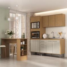 Cozinha Compacta 4 Peças com 1 Bancada, 1 Paneleiro, 1 Armário Aéreo e