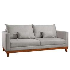 Sofá London 3 Lugares Via Encanto Linho Cinza