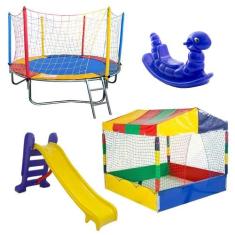 Cama Elástica Pula Pula 2,30m Nacional + Piscina de Bolinhas Quadrada 