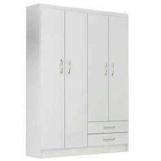Guarda Roupa Atalaia 4 Portas 2 Gavetas Solteiro Evidencia Cor Branco