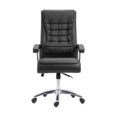 Cadeira Escritório Presidente Giratória em Couro com NR17 Califórnia Fratini Móveis Preto