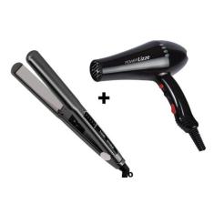 kit 1 Secador De cabelos Power Lizze Mais Chapinha Prancha Lizze Extre