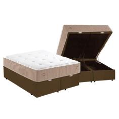 Cama Box Baú King Bipartida com Colchão Herval C1631 Molas Maxspring 1