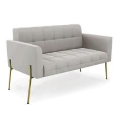 Sofá Namoradeira 2 Lugares Pé De Ferro Dourado Elisa Veludo D03 - D'rossi Cor Cinza