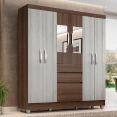 Guarda Roupa Casal Lia 6 Portas C/espelho Ter/naturaly - M. Arapongas Terraro/naturaly