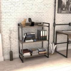 Estante de Livros Industrial Aço 80cmx104cm 3 Prateleiras Kuadra - Com