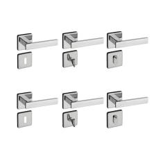 Kit 2 Fechaduras Interna 2 WC 2 Externa Quad Pado Cromado