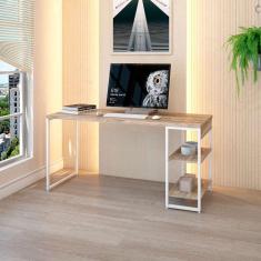 escrivaninha com estante studio carvalho e branca 150x75 cm
