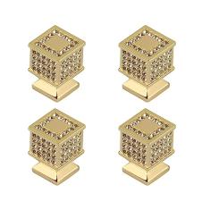 HIZEFSOO Puxadores de Gaveta e Armário de Cristal e Ouro com Strass, 4 Peças, Moderno, Fácil de Instalar