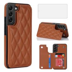 Asuwish Capa de telefone para Samsung Galaxy S21 FE 5G capa carteira com protetor de tela e suporte de cartão de crédito RFID de couro acessórios para celular S 21 EF S21FE5G UW S21FE 21S G5 16.3 cm