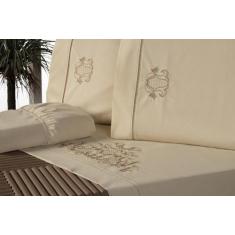 Jogo Lençol Queen Bordado Crivo 4 Pcs 100% Algodão 200 Fios  - INGRID 
