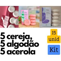 Kit 3 caixas de sabonete Cereja, Algodão e acerola - Total 15 unidades