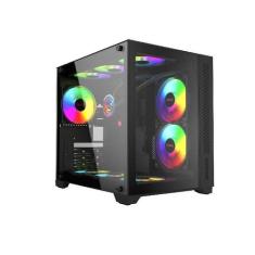 Gabinete Gamer Forcefield Black Vulcan - Frontal E Lateral Em Vidro - 