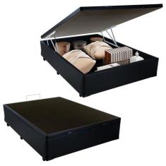 Cama Box Baú Casal Sintético SerenePrime Preto 138x188x44