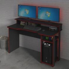 Mesa Gamer com Porta cpu Tecno Mobili Preto/Vermelho