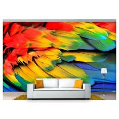 Papel De Parede Animais Penas Coloridas 3D Anm222 - Você Decora