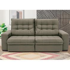 Sofá 4 Lugares Linoforte Benetton com Assento Retrátil, Encosto Reclinável e Revestido em Tecido Suede - 229cm de Largura