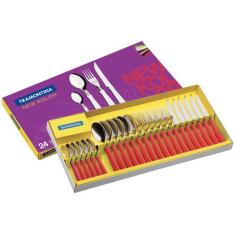 Faqueiro Tramontina Inox New Kolor 24 Peças, Vermelho