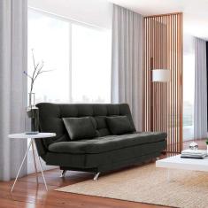 Sofá-Cama 3 Lugares Casal Lux Suede Cinza
