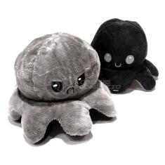 Polvo Reversível De Pelúcia 2 Em 1 Tiktok Preto E Cinza