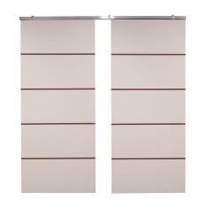 Porta Dupla Branco Prime Frisada Kit Alumínio F03 - 210x120